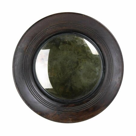 HOMEROOTS 9.5 x 2.25 x 1.6 in. Petite Dark Brown Wooden Convex Mirror 396681